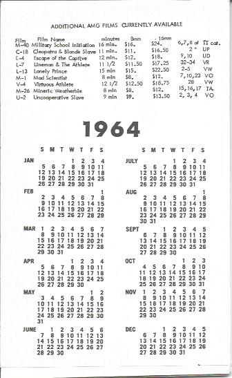 1964 Physique Movie Calendar Collection
