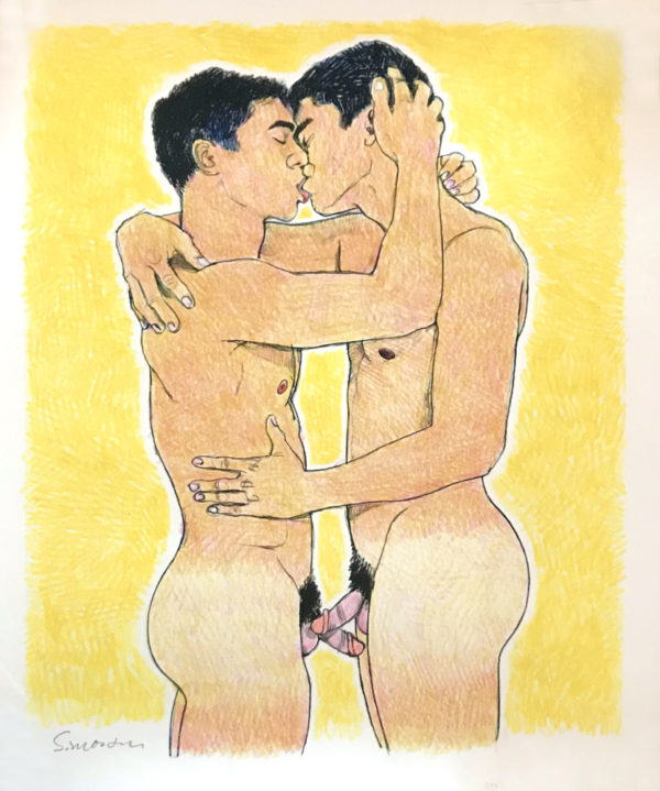 Douglas Simonson - Boys Kissing Nude - YELLOW Print 11x8.5"
