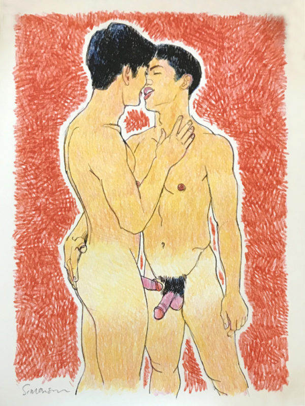 Douglas Simonson - Boys Embrace Nude - RED Print 11x8.5"