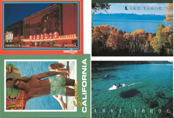 CALIFORNIA, NEVADA - Set of 4 Vintage Postcards