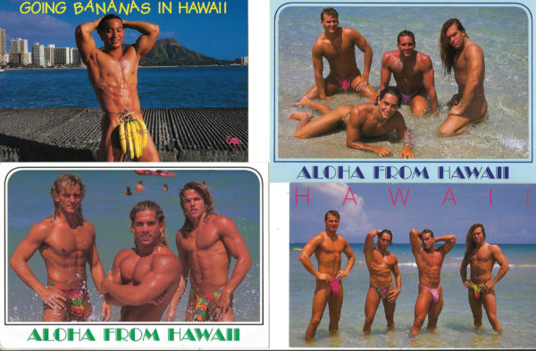 HAWAII HUNKS - Set of 4 Vintage Postcards