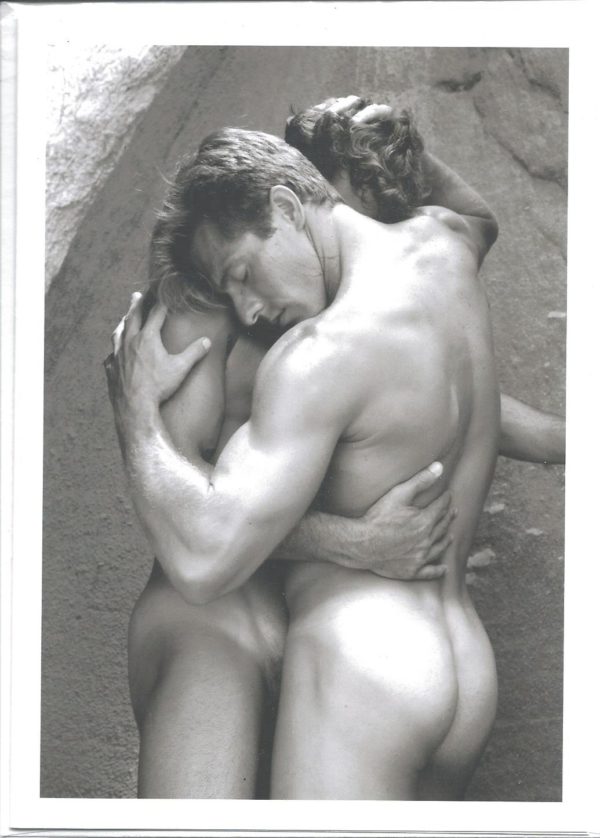 MALE NUDE COUPLE EMBRACE - Greeting Card (BLANK)