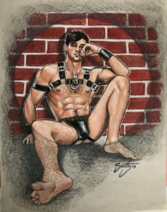 LEATHER BOY - by Scotty - Watercolor 12x9" Signed