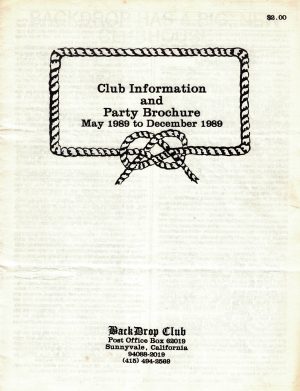 BACK DROP CLUB - Club Information and Party Brochure - May to December 1989