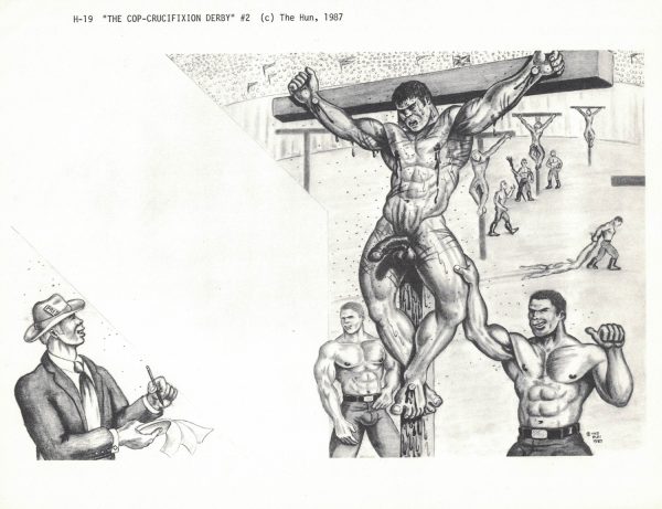 Gay Print - The HUN - 'THE COP-CRUCIFIXION DERBY #2' - Print 11x8.5" 1987 (H-19)